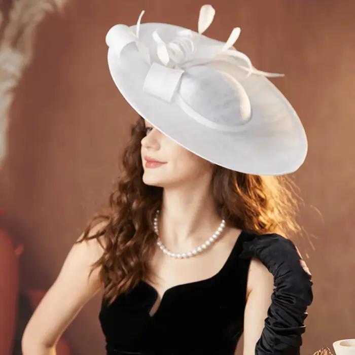 Chapeau Fascinator Tendance à Large Bord Style Vintage avec Bandeau Polyestère pour Femmes Occasions Spéciales Élégant Décontracté