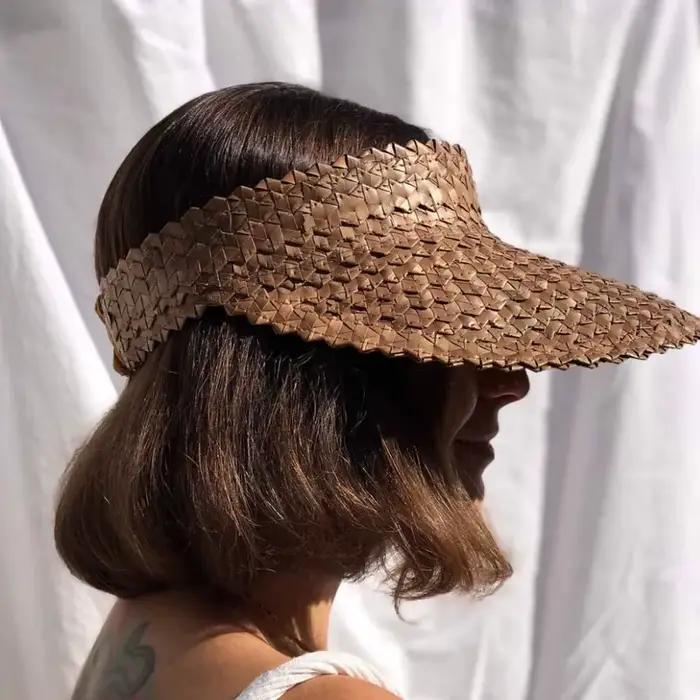 Chapeau pare-soleil en rotin pour femmes