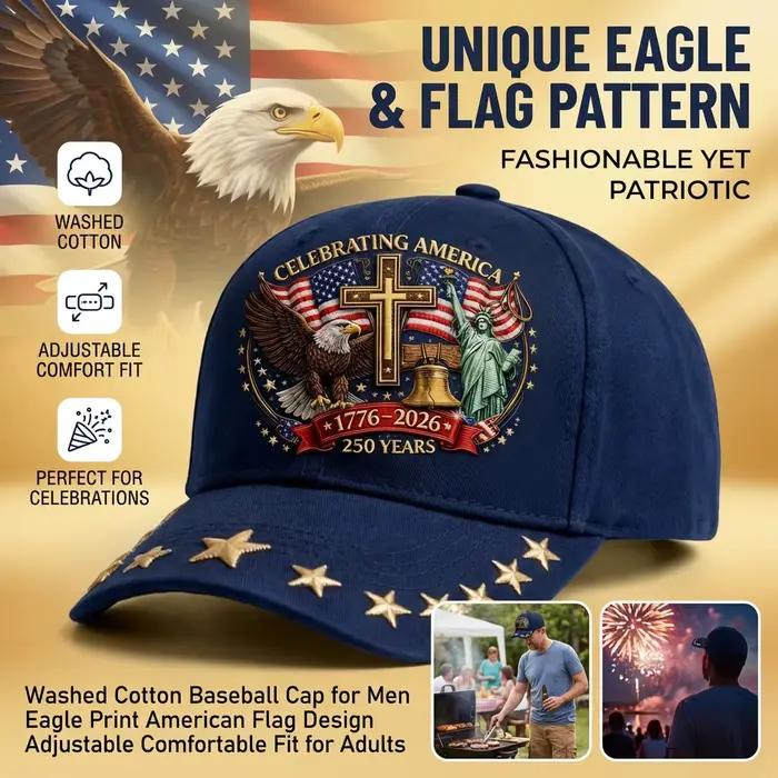 Casquette de baseball imprimée drapeau américain 1776-2026