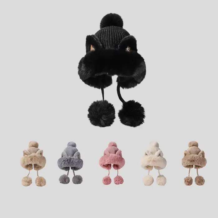 Chapeau de ski moelleux en peluche pour femme