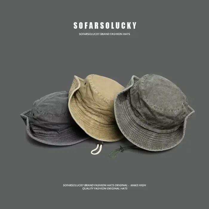 Chapeaux seau de randonnée Cowboy bleu avec ficelle pour hommes et femmes