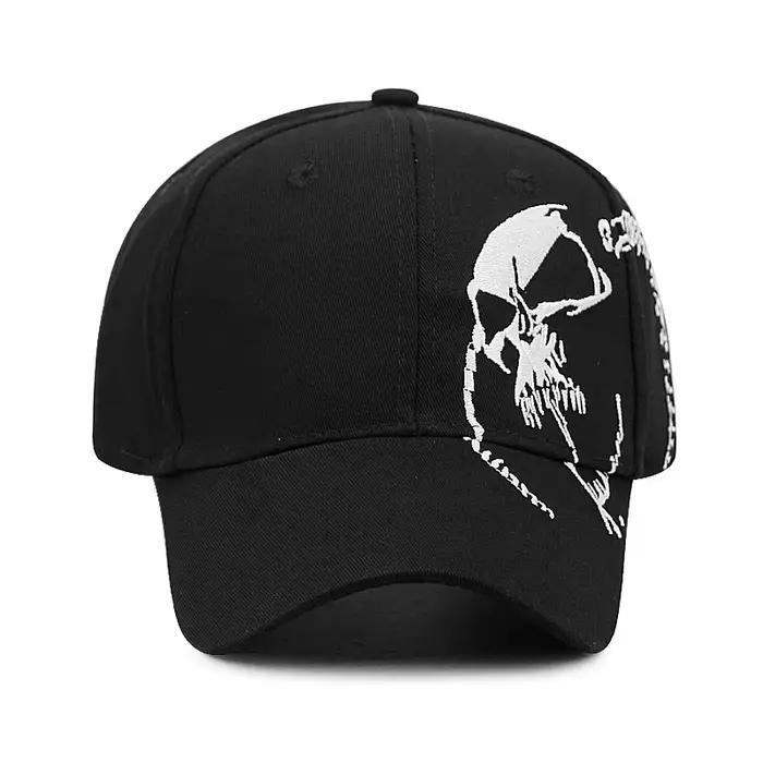 Casquettes de baseball unisexes avec broderie de motif de crâne latéral