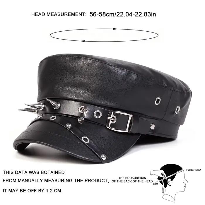 Chapeau en cuir unisexe avec boucle à rivets