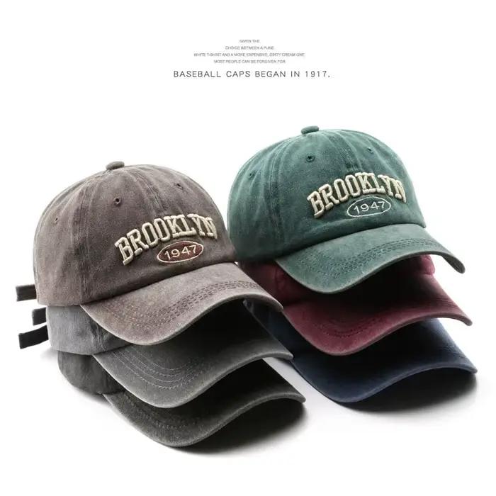 Casquette Brooklyn lettre broderie coton réglable pour hommes et femmes, décontractée et protectrice UV, idéale pour les sports, les vacances et les événements hip hop