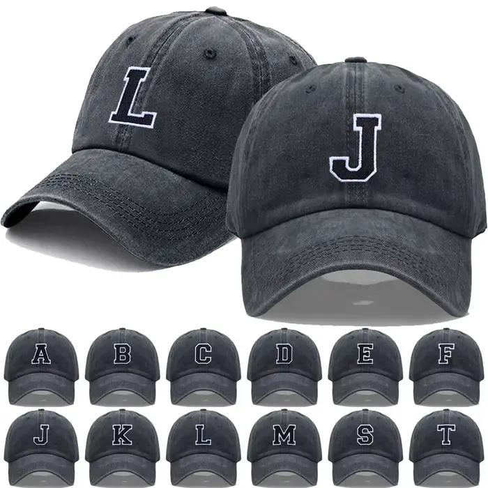 Lettre initiale A-Z broder casquette de Baseball pour hommes femmes lavé coton noir chapeau mode équipe Sport visières casquettes de relance