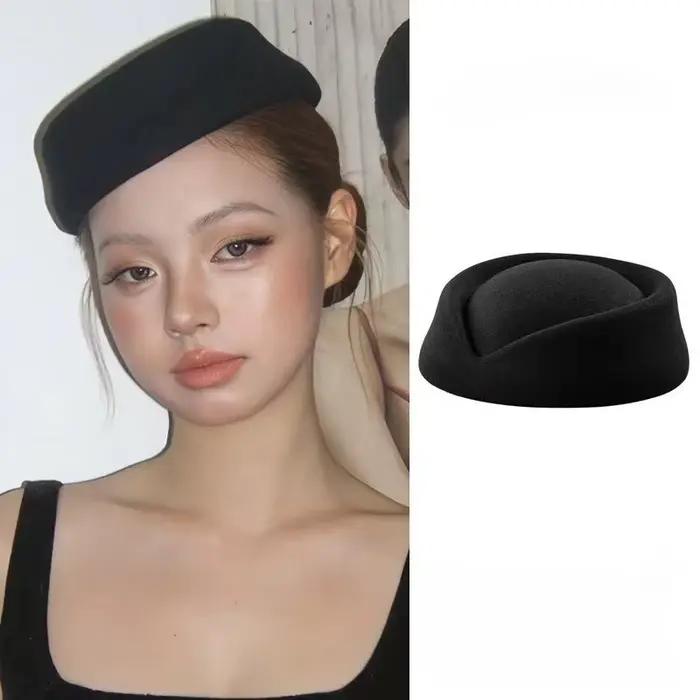 Bérets noirs à dessus plat Style Hepburn pour femmes