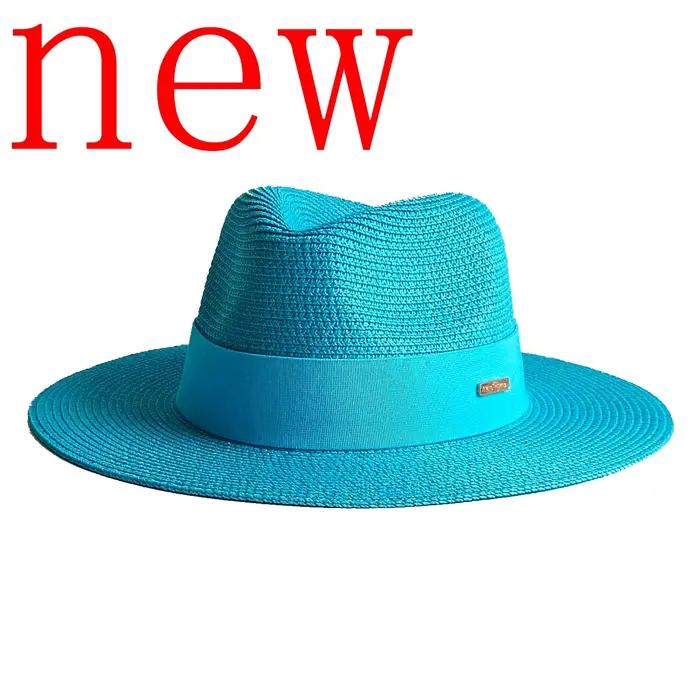 Chapeau Fedora en paille bleu lac pour l'été
