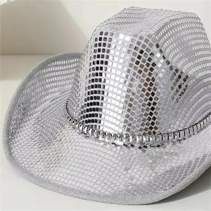 Casquette Cowboy à thème Disco avec paillettes brillantes chapeau de cowboy pour événement Cosplay et fête polyvalent pour homme et femme occasions spéciales