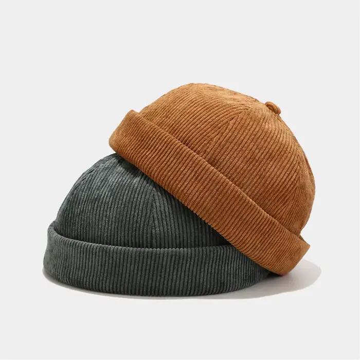 Casquette Skullies en velours côtelé pour hommes et femmes