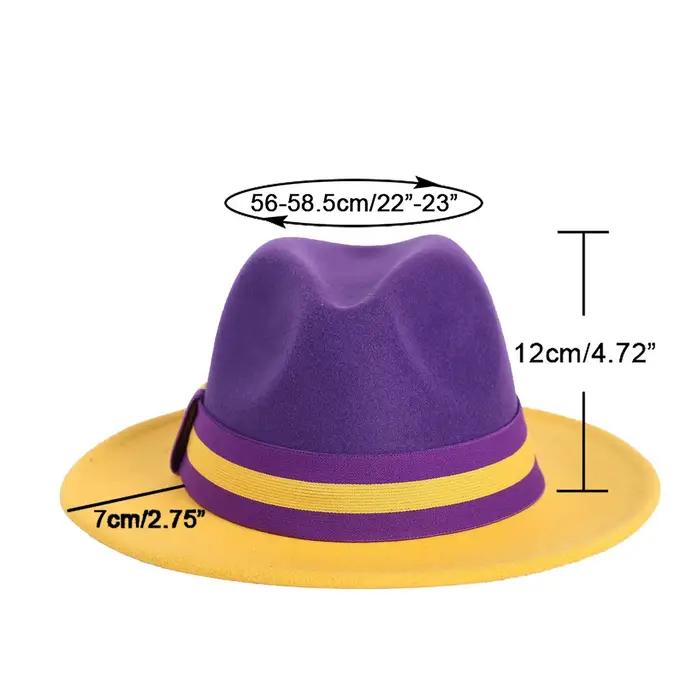 Chapeau Fedora Patchwork Jazz jaune et violet