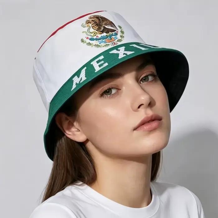 Chapeau Bob Réversible Drapeau Mexique Aigle Unisexe Pliable pour Plage Extérieur Protection Solaire