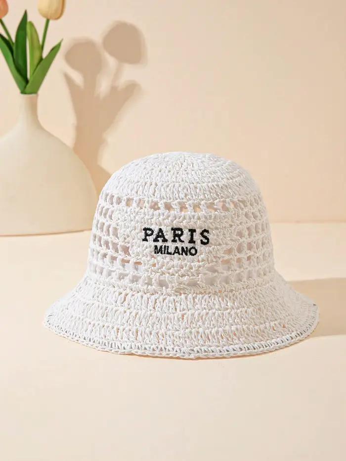 Chapeau de paille fait main au crochet pour femme