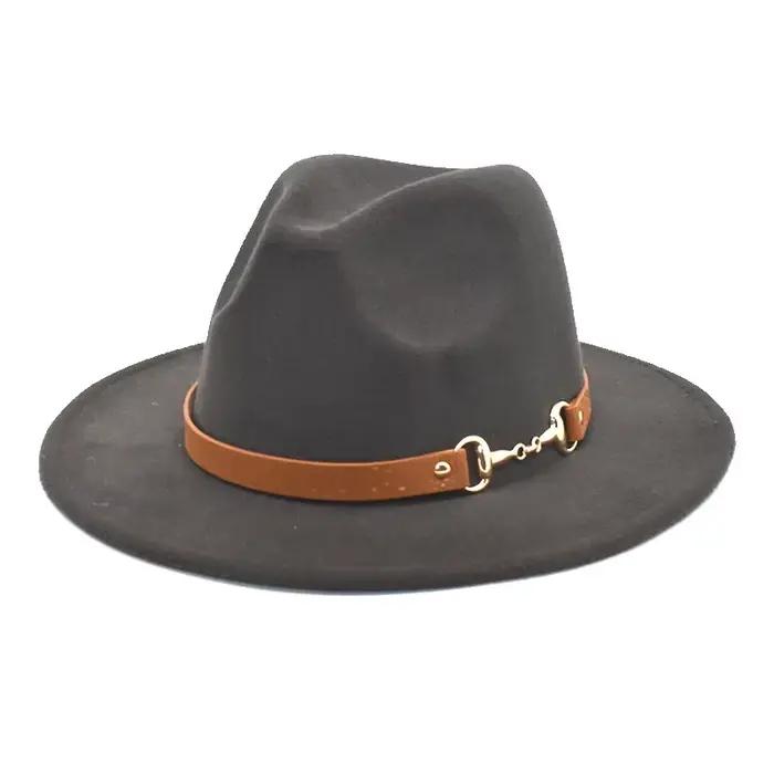 Chapeau de tablier en laine noir à bord plat
