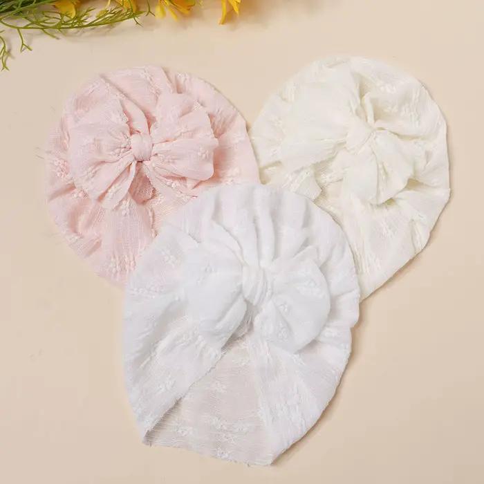 Chapeau en maille pour bébé unisexe avec nœud élégant pour 0-3 mois 4-6 mois 7-9 mois 10-12 mois 13-18 mois 19-24 mois années春天夏天用的婴儿网眼帽，带蝴蝶结，可爱透气弹力，适合春季和夏季，柔软舒适，婴儿配饰