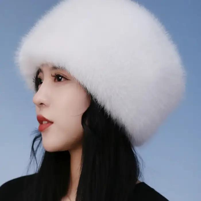 Bandeau en fausse fourrure moelleux pour femmes, chapeau d'hiver, style sport, tricoté, doux et élégant, occassions hivernales et cadeau parfait