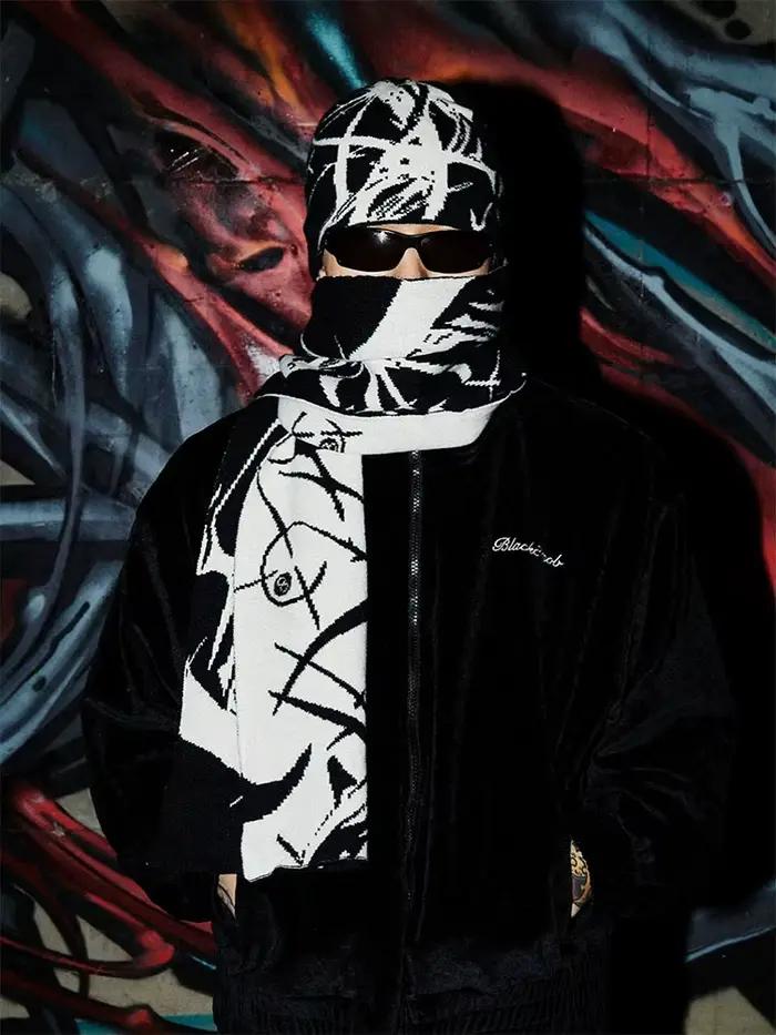 Bonnet pour hommes Y2k tricoté gothique Hip Hop Harajuku Streetwear laine hiver mode coréenne pull Jacquard unisexe accessoires
