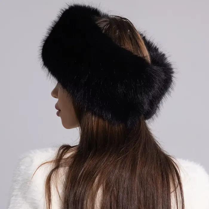Chapeau béret de luxe en fausse fourrure pour femmes