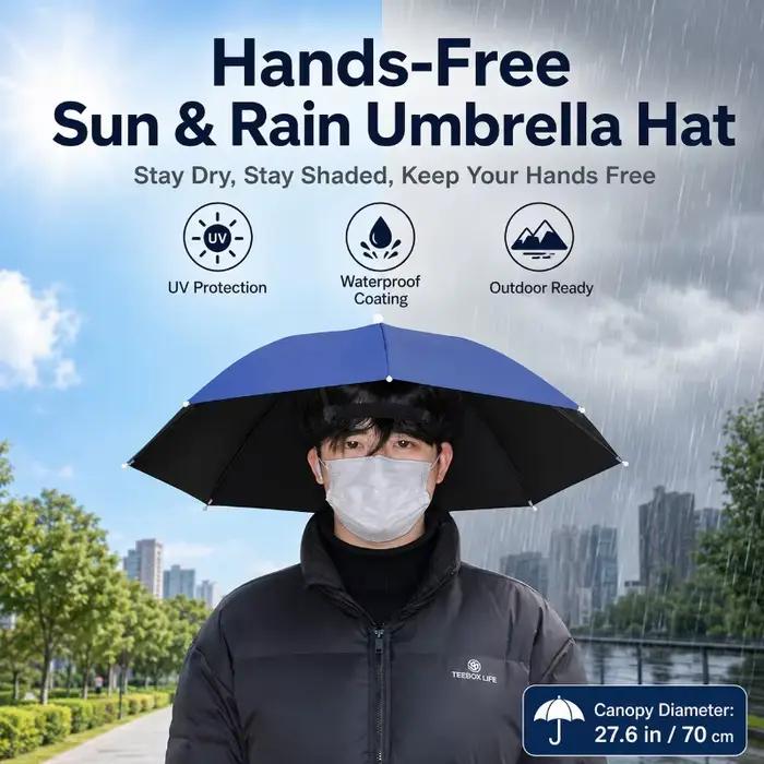 Chapeau parapluie mains libres