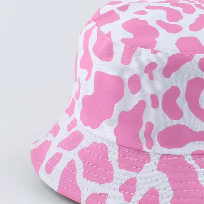 Casquette de pêche réversible pour femme imprimée vache rose, chapeau de seau multicolore, style sport et moderne pour femmes, printemps, été, automne