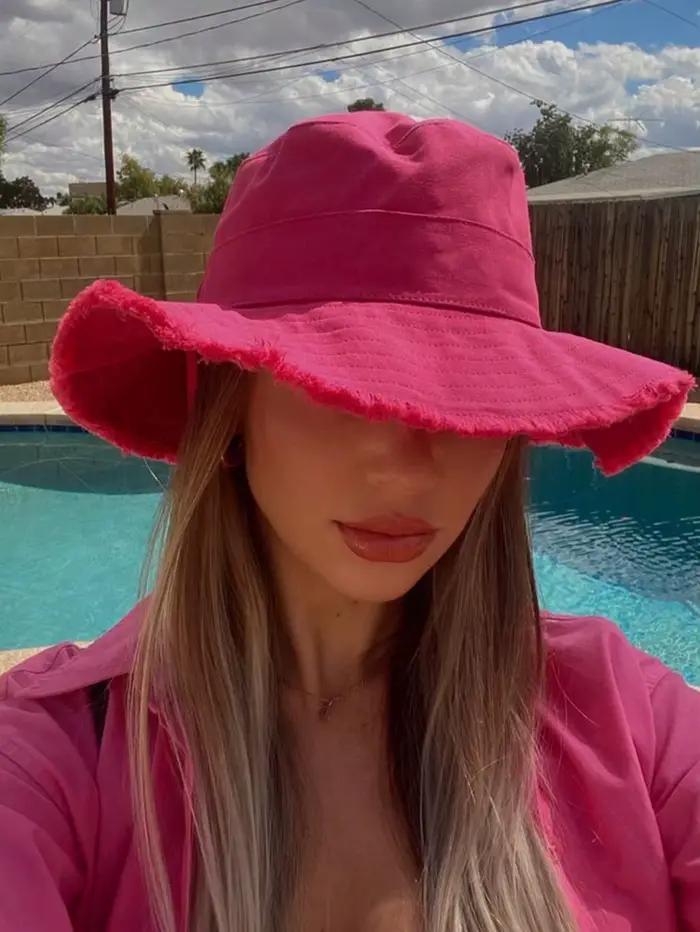 Chapeau seau pour femme avec finition vieillie et cordon de serrage