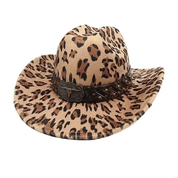 Western Cowboy Hats à thème Party Headwear Cow Print Wide Brims Hat for Festival