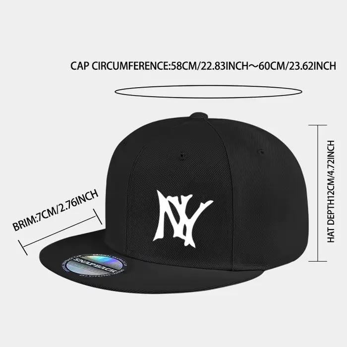 Casquette de baseball unisexe noire à visière rigide