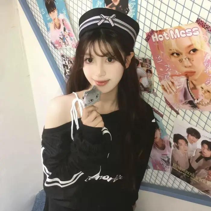 Chapeau de marin à nœud noir/rose pour cosplay de plage