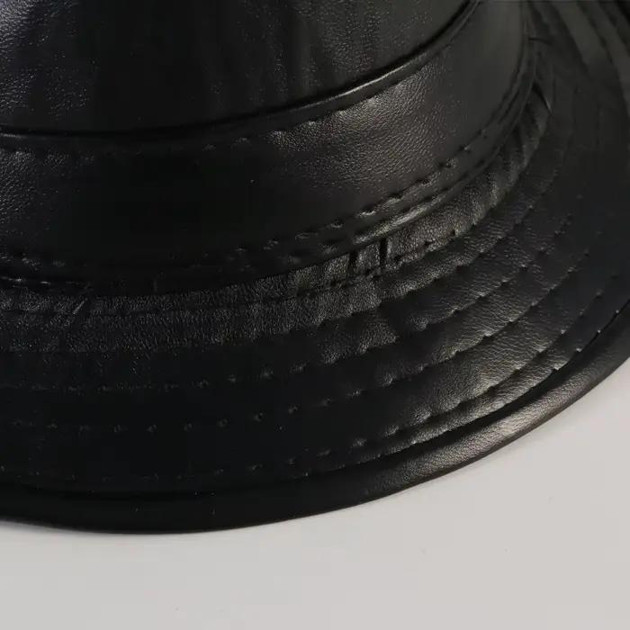 Fedoras cadeaux en cuir PU pour personnes d'âge moyen et âgées automne et hiver loisirs de plein air messieurs chapeau