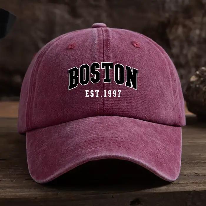 Casquette de baseball rétro imprimée BOSTON pour femmes et hommes