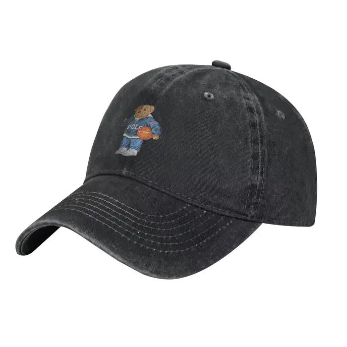 Casquette de baseball en jean personnalisée Polo Basket en coton lavé réglable