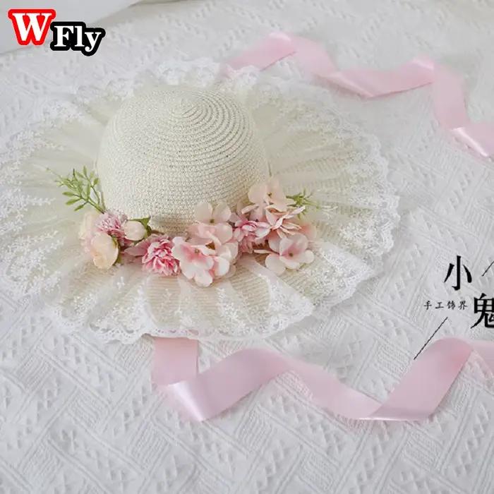 Harajuku-Chapeau de plage en paille pour femmes et filles