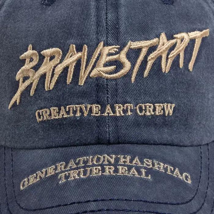 Casquette de baseball rétro en coton délavé brodé pour femme