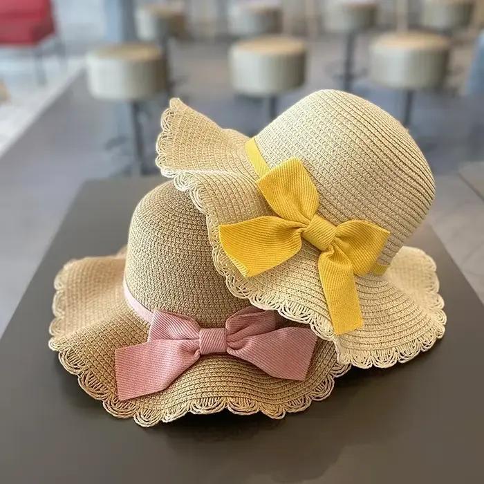 Chapeau d'été en paille pour filles de 2 à 7 ans