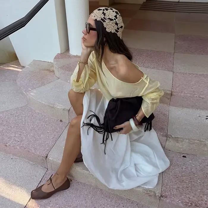 Chapeau tricoté fin fait main pour femme
