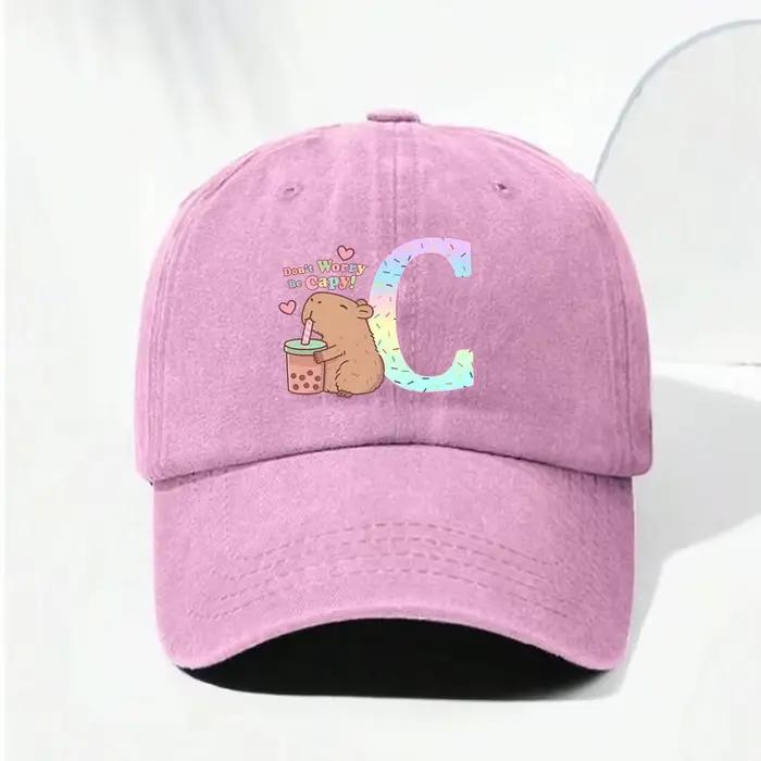 Casquette de baseball Capybara lettre A-Z anime mignon rétro pour filles et femmes couvre-chef réglable cadeau pour adultes occasions spéciales
