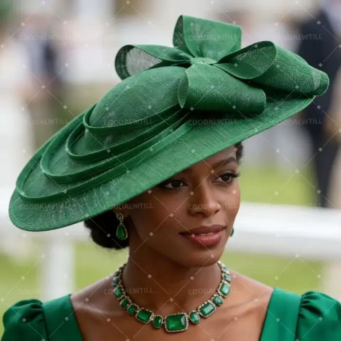 Nouvel Arrivage Chapeau Fascinator Grande Taille en Imitation Sinamay avec Clip pour Femme