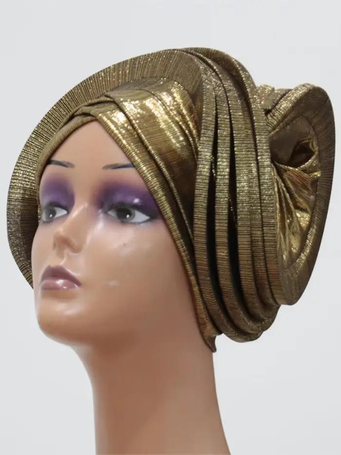 Mode femmes élastique à volants africain Turban casquette dame bandeau Nigeria mariage Auto Gele chapeaux fête couvre-chef chapeau