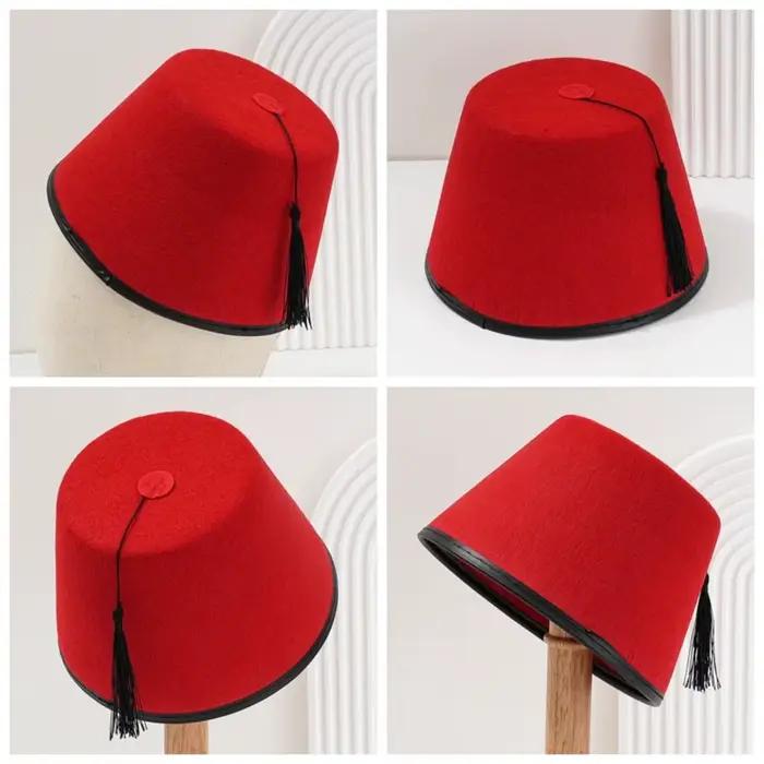 Accessoires de costume : Chapeau Fez rond en feutre respirant