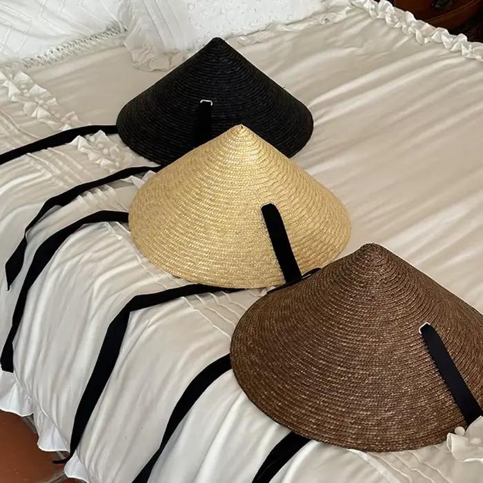 Chapeau de soleil en paille de blé naturel pour femme
