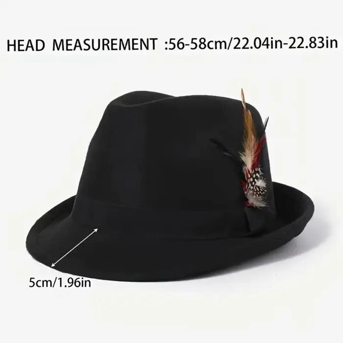 Chapeau Fedora Rétro avec Plumes Décoratives