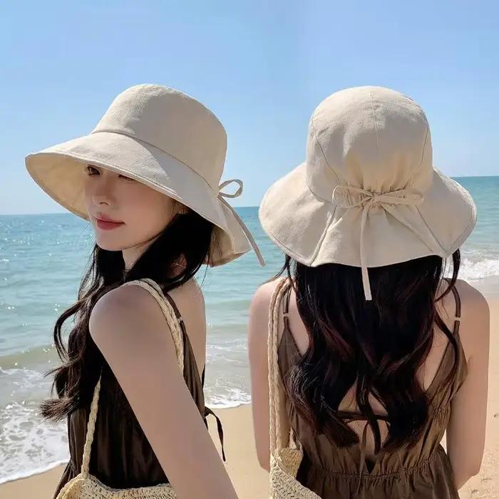 Chapeau de soleil exclusif à large bord pour femme avec nœud
