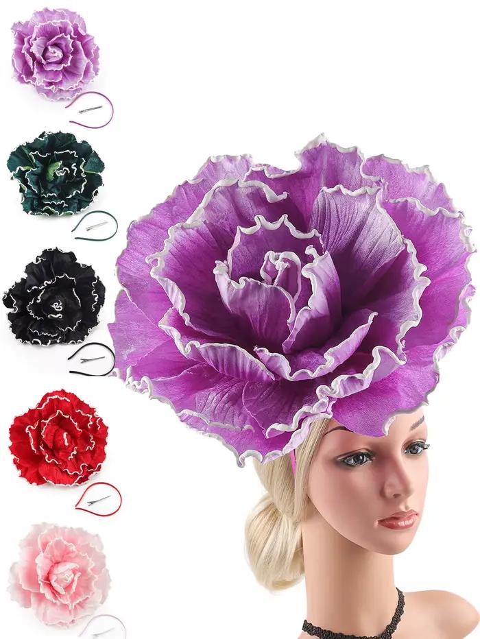 Chapeau fascinateur à fleurs de roses exagérées pour femmes