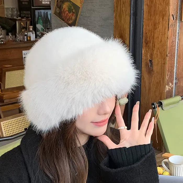 Chapeau moelleux en fausse fourrure pour femme