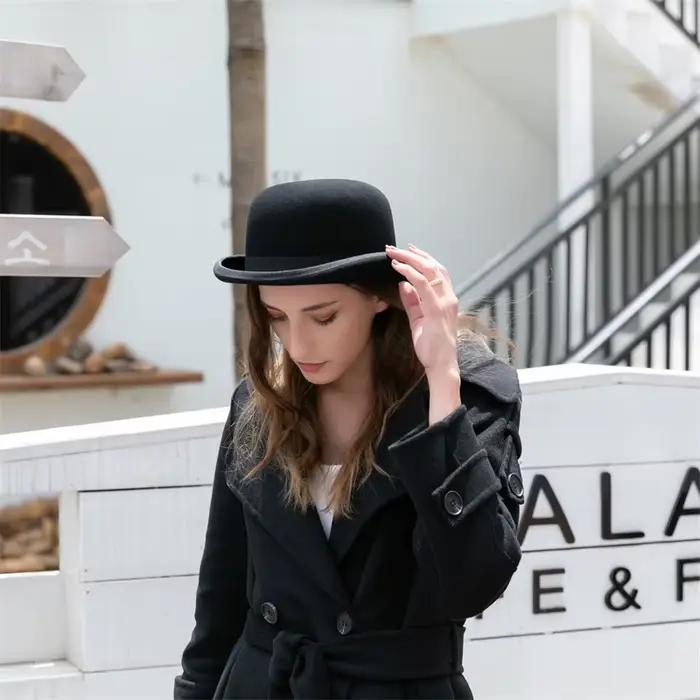 GEMVIE Chapeaux Fedora et Bowler 100% Laine pour Hommes et Femmes