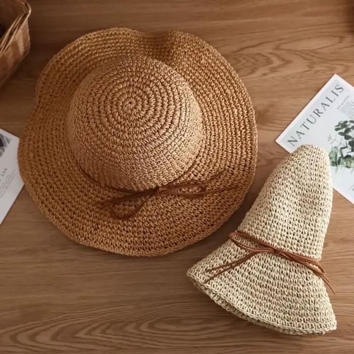 Chapeau de paille tendance style français avec nœud