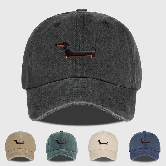 Casquette de baseball lavée à imprimé teckel