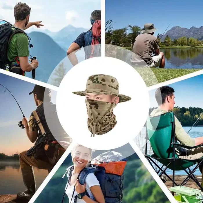 Chapeau Boonie Polyester avec Rabat de Cou Réglable Pour Hommes Protection Solaire Respirante Occasions Extérieures Spéciales
