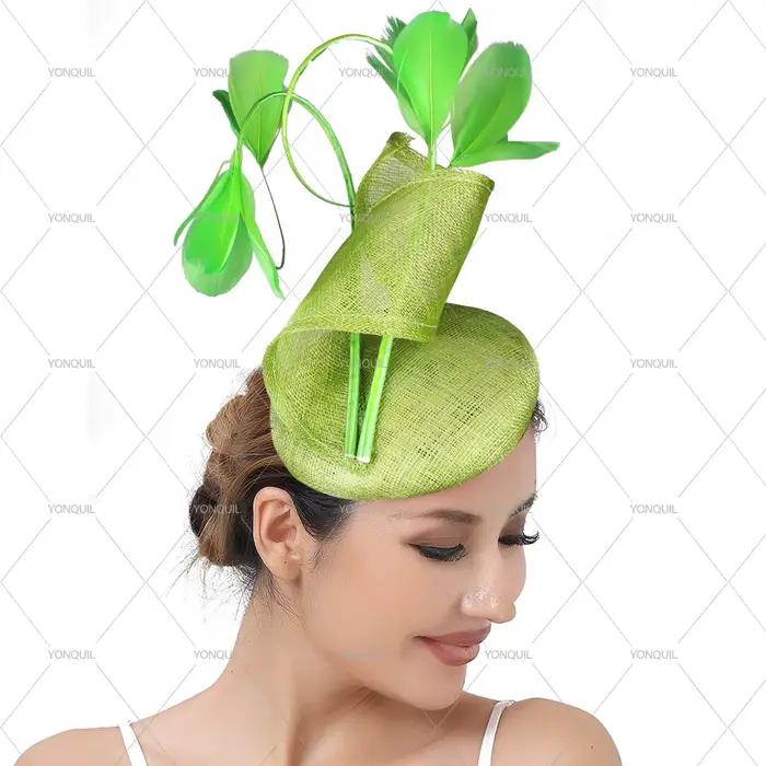 Belle Sinamay haute qualité femmes Fascinator chapeau bandeau arc casque de mariage avec pince à cheveux Cridal fête