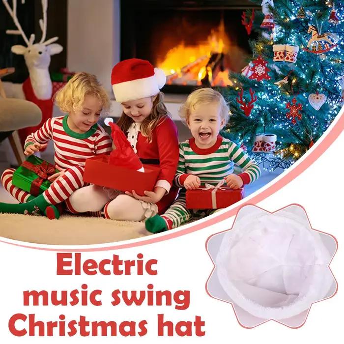 Chapeau de père noël chantant danse mobile électrique Patchwork