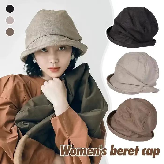 Chapeau de bassin en lin respirant à petit bord pour femme